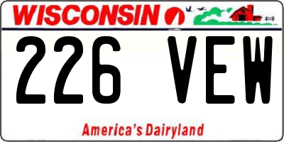 WI license plate 226VEW