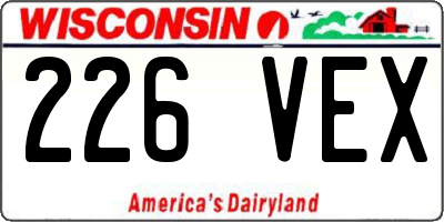 WI license plate 226VEX