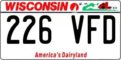 WI license plate 226VFD