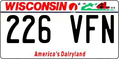 WI license plate 226VFN