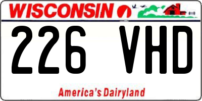 WI license plate 226VHD