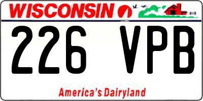 WI license plate 226VPB