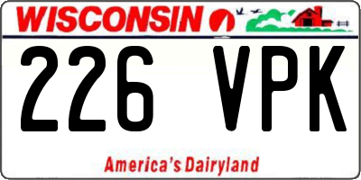 WI license plate 226VPK