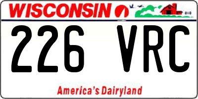 WI license plate 226VRC