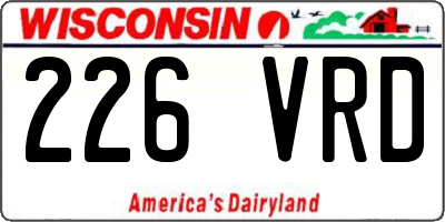 WI license plate 226VRD