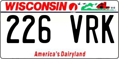 WI license plate 226VRK