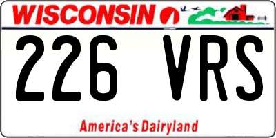 WI license plate 226VRS