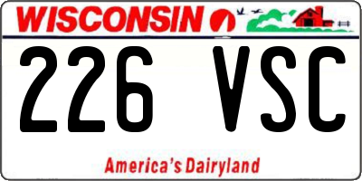 WI license plate 226VSC