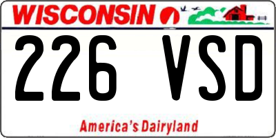 WI license plate 226VSD