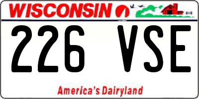 WI license plate 226VSE