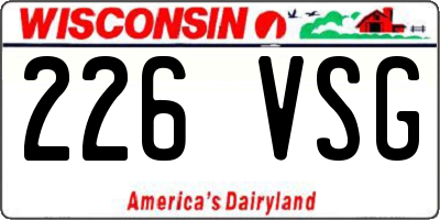 WI license plate 226VSG