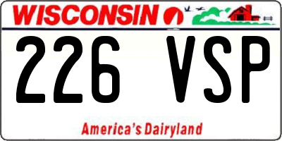 WI license plate 226VSP