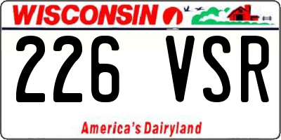 WI license plate 226VSR