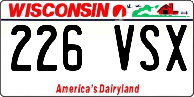 WI license plate 226VSX