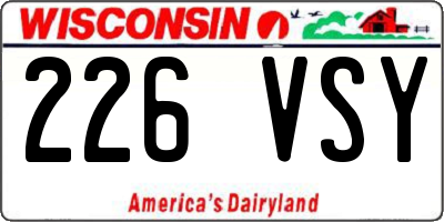 WI license plate 226VSY