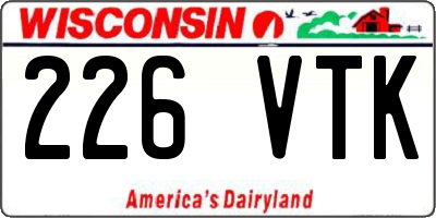 WI license plate 226VTK
