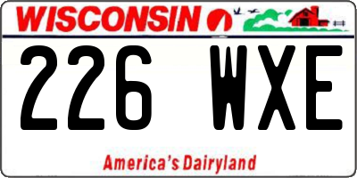 WI license plate 226WXE