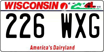 WI license plate 226WXG