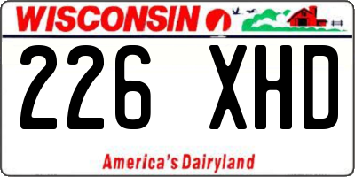 WI license plate 226XHD