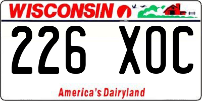 WI license plate 226XOC