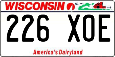 WI license plate 226XOE