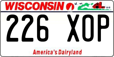 WI license plate 226XOP