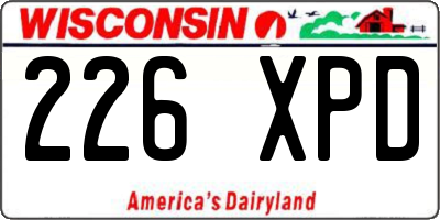 WI license plate 226XPD