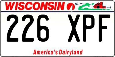 WI license plate 226XPF