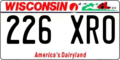 WI license plate 226XRO