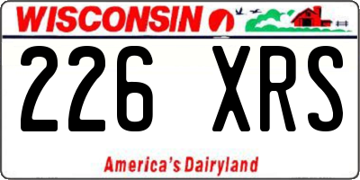 WI license plate 226XRS