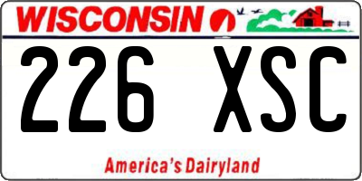 WI license plate 226XSC