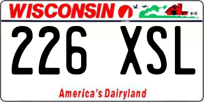 WI license plate 226XSL