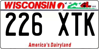 WI license plate 226XTK