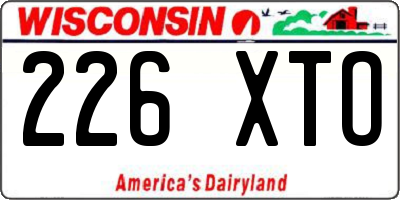 WI license plate 226XTO