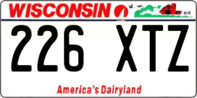 WI license plate 226XTZ