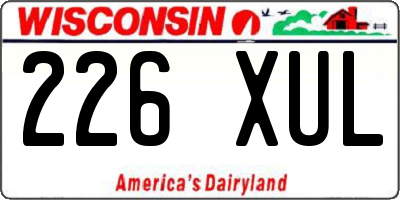 WI license plate 226XUL