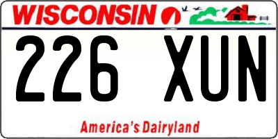 WI license plate 226XUN