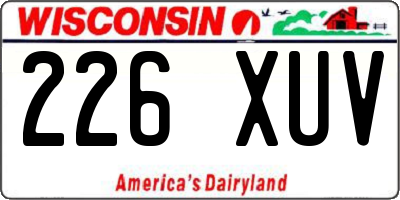 WI license plate 226XUV