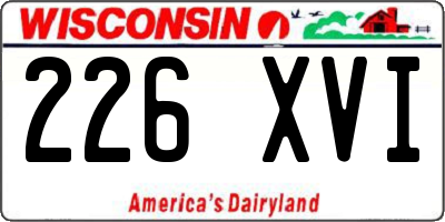 WI license plate 226XVI