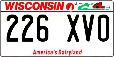 WI license plate 226XVO