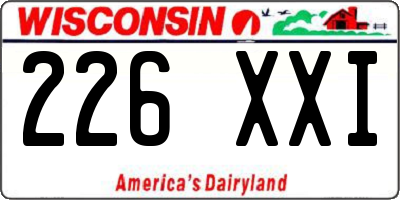 WI license plate 226XXI