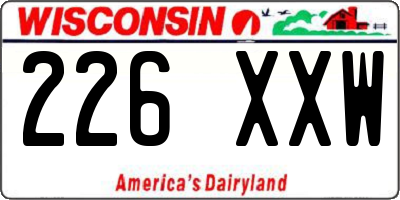 WI license plate 226XXW