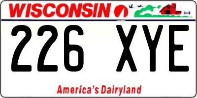 WI license plate 226XYE
