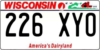 WI license plate 226XYO