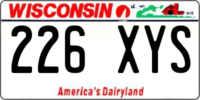 WI license plate 226XYS