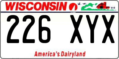 WI license plate 226XYX