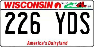WI license plate 226YDS