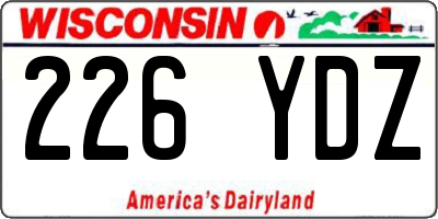WI license plate 226YDZ