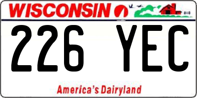 WI license plate 226YEC