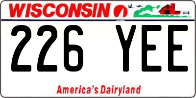 WI license plate 226YEE